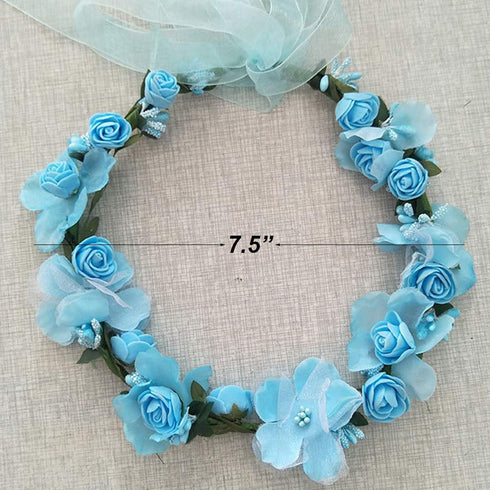 WLBON 3 Pcs Flower Headband and Wristbands, Rose Floral Leaf Hair Hoops, Accessories for Women Xmas Wedding Party