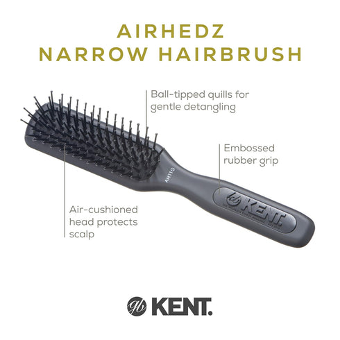 Kent AH11G Airhedz Pro Narrow Pin Hair Brush - Fine Pin Detangler - Non-Scratch