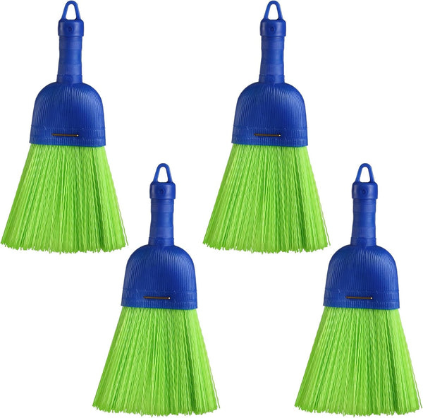 Domensi 4 Pcs Whisk Broom, Poly Fiber Handheld Brush for Indoor and Outdoor Cleaning