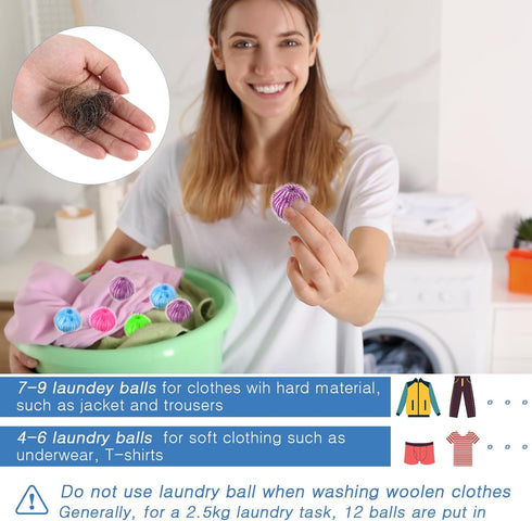 Blulu 12 Pieces Pet Hair Remover for Laundry, Reusable Dryer Balls, Washing Machine Hair Catcher, Lint Remover