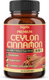 Premium Ceylon Cinnamon with Berberine Supplement - 8in1 Turmeric, Ginger, Gymnema & More - 180 Capsules for Body