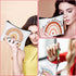 Hillban 32 Pcs Rainbow Cosmetic Bag, Inspirational Canvas Makeup Bags with 16 Quote Keychains for Women