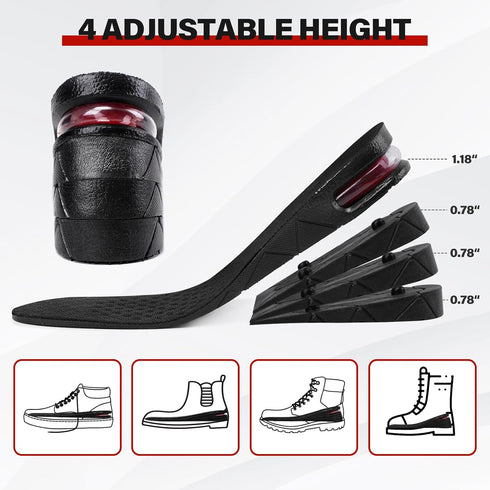 ERGOfoot Height Increase Insoles for Men Women - Adjustable Invisible Shoe Lifts & Height Boosters