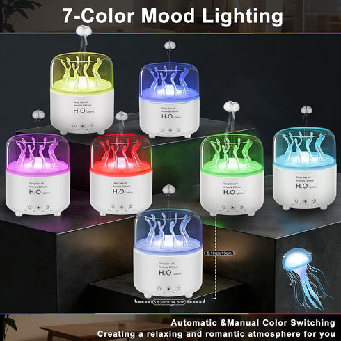 Mor bou 280ml Machine,7-Color Morbou Essential Oil Diffuser with Jellyfish Spray & Sea Anemone Rotation, Ultrasonic