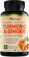 Turmeric and Ginger Supplement - Turmeric Curcumin Pills with Apple Cider Vinegar & BioPerine, 120 Capsules