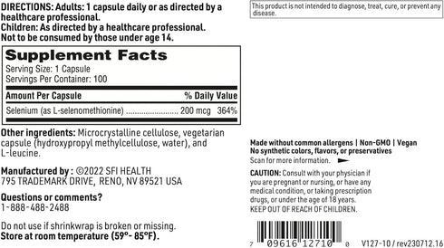 Klaire Labs Seleno Met, 200mcg Selenium as Hypoallergenic Selenomethionine, 100 Capsules
