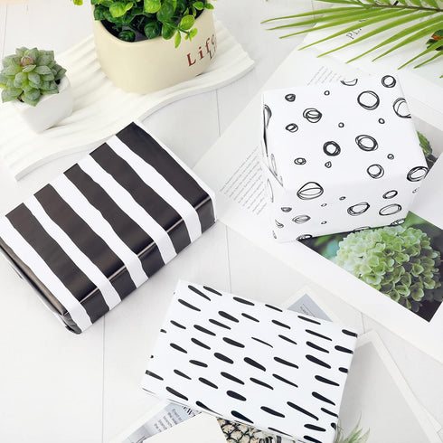 AnyDesign 12 Sheet Black White Wrapping Paper, 19.7 x 27.6 Inch Minimalist Gift Wrap Paper for Birthday Graduation