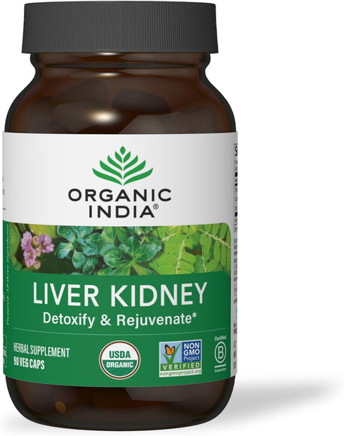 Organic India Liver and Kidney Cleanse Detox Repair, Herbal Supplement, Supports Healthy Function, Vegan, 90 Capsules