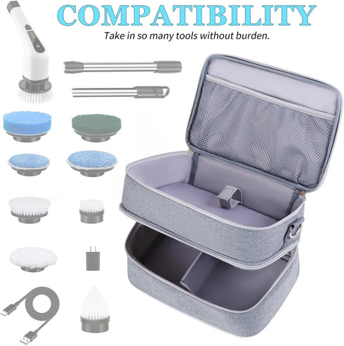 Portable Organizer Storage Bag for Electric Spin Scrubber Cleaning Brush, Carry Case for Bathroom Floor Windows