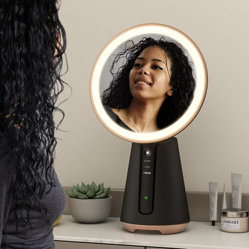 Lighted Makeup Mirror Vanity Mirror with Lights Circle Mirror for Makeup 10X Magnification 180°Rotation 3 Color Lighting Modes Portable LED Makeup Mirror Vanity Mirror for Bathroom,Black by DTLNL