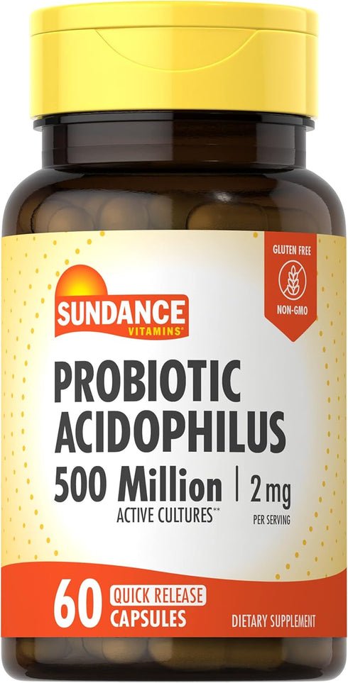 Probiotic Acidophilus 2mg | 60 Quick Release Capsules | 500 Million Active Cultures, Non-GMO