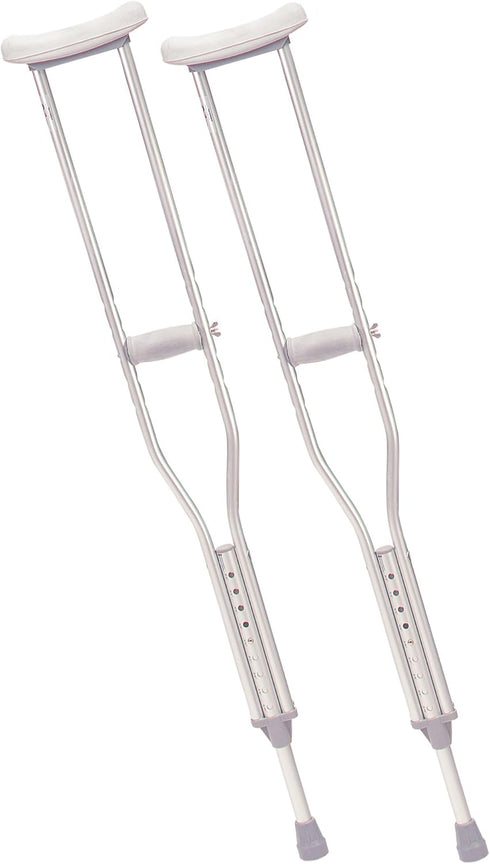 Drive Medical Aluminum Crutch, Comfortable Underarm Pad, Gray, Adult