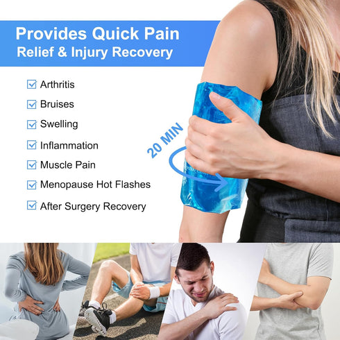 Large Reusable Ice Packs for Injuries, Flexible Cold Pack for Pain Relief, Hot/Cold Compress Therapy Gel