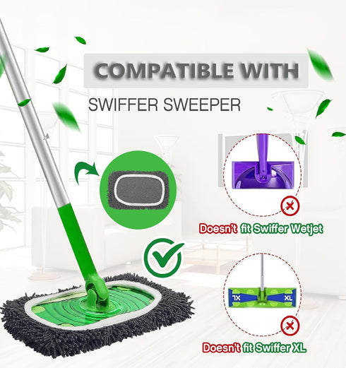 Reusable Microfiber Mop Pads Washable Wet Pads Compatible with Swiffer Sweeper Refills Pads for Wet & Dry Sweeping