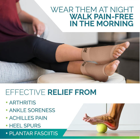 Run Forever Plantar Fasciitis Compression Socks - Foot and Ankle Brace for Women & Men, Toeless Support Socks