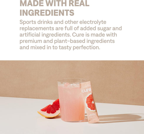 Cure Hydration Plant Based Electrolyte Mix | Powder for Dehydration Relief | Made with Coconut Water | No Added Sugar |