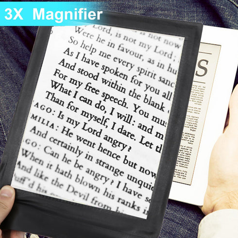 3X Full Page Magnifier A4 Large Sheet Reading Magnifying Glass for Books & Newspapers
