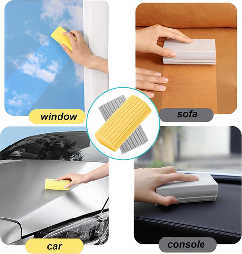 6-Pack Damp Clean Duster Sponge, Reusable Magic Sponge for Housekeeping, Mirrors, Glass, and Window Track Grooves (Grey)