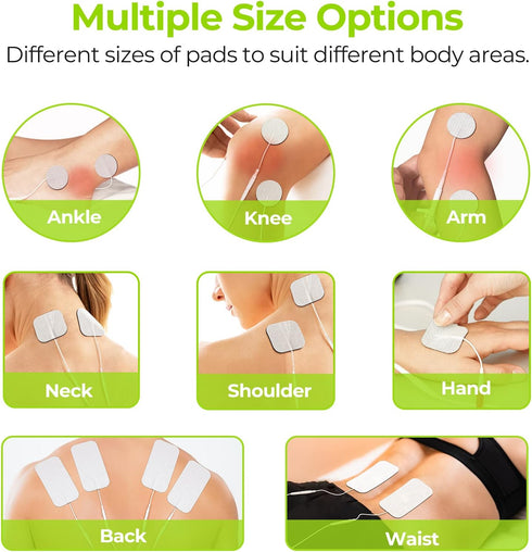 AUVON TENS Unit Replacement Pads - 20 Packs Multiple Sizes Electrodes for TENS Unit, Reusable, Latex Free for Pain