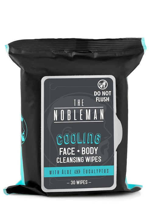 The Nobleman Men's Cooling Face + Body Cleansing Wipes, Eucalyptus - 30 Count