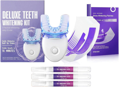 Longfng 3-in-1 Teeth Whitening Kit,LED Accelerator Light with 3X Whitening Gel Pens &