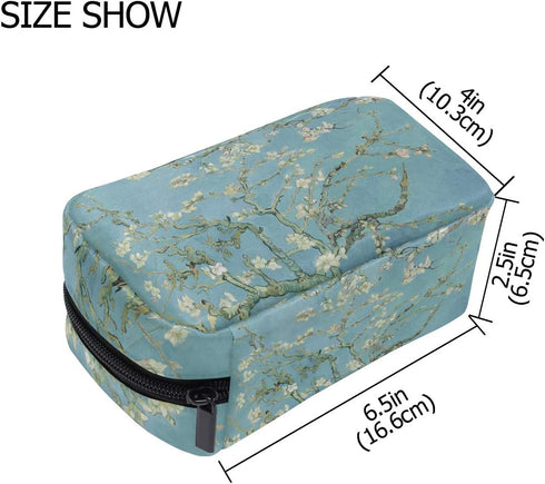 senya Portable Travel Makeup Bag - Van Gogh Almond Blossom Cosmetic Train Case for Beauty Women Organizer Tools