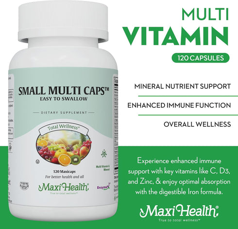 Maxi Health Multivitamin for Women & Men - Daily Vitamins with 30 Nutrients Including Iron, Zinc, Probiotics - 120