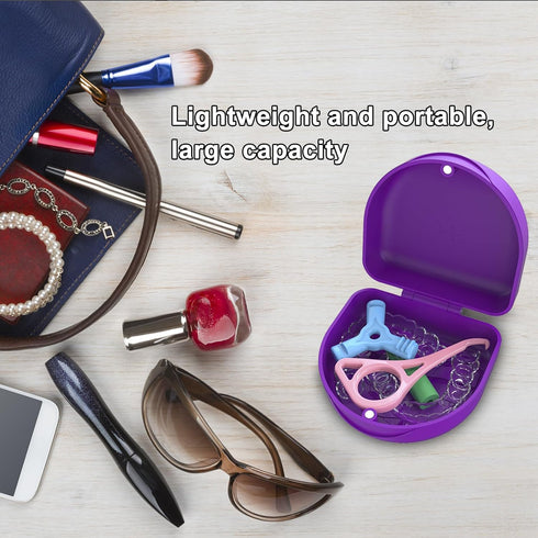 BVN Orthodontic Retainer Case - Slim Dental Case for Braces, Mouth Guard, Denture, and Teeth Aligner (Purple)
