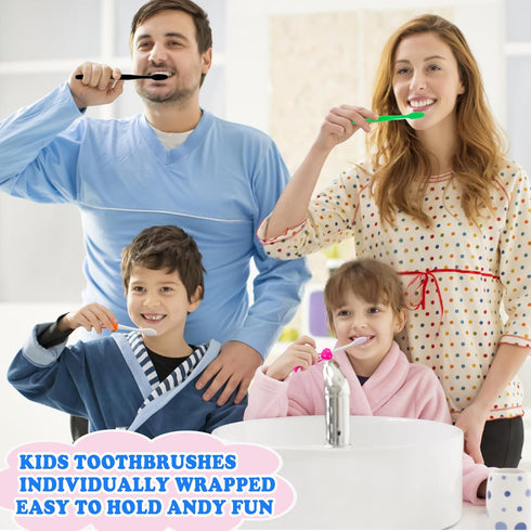 Toddler Toothbrush Kids Pack of 60, Individually Wrapped Manual Suction Cup Animal Toothbrushes for Home and Travel