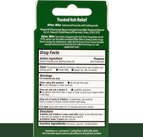 After Bite Advanced Formula - Itch Relief with Sodium Bicarbonate, Portable Pen Applicator - 0.5 oz (4 Pack)