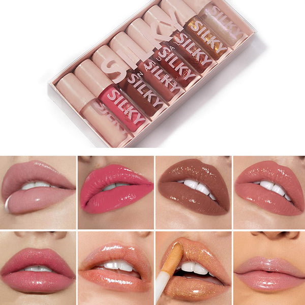 MAEPEOR Shimmer Glossy Lipgloss Set, 8PCS Non-Sticky Moisturizing Lip Gloss, Long-lasting High Shine & Shimmer Liquid