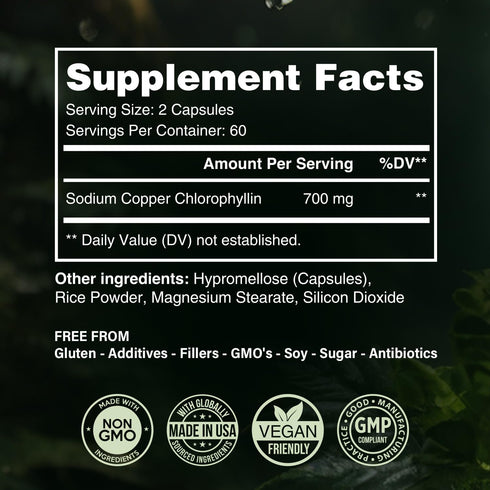 Benevolent Chlorophyll Capsules 700mg - 100% Natural for Energy Boost and Immune Support