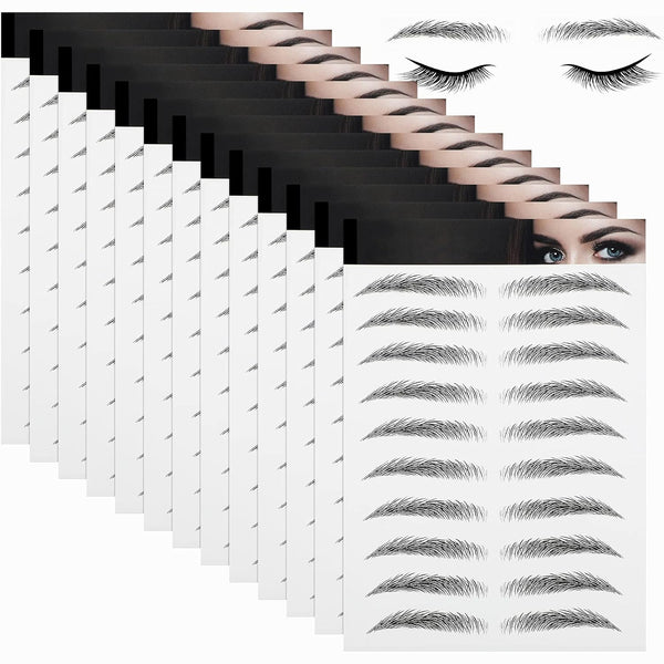 Maitys 12 Sheets 108 Pairs 4D Hair Like Waterproof Eyebrow Tattoos Stickers Temporary Transfer Brows Decal for Women