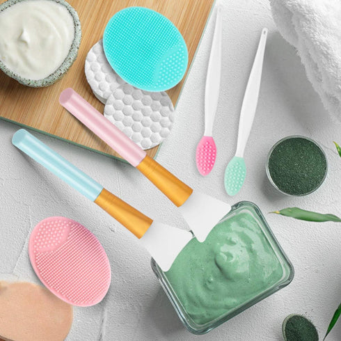Lip Scrub Brush Silicone Facial Cleansing Brush - 2PCS Lip Exfoliator, 2PCS Face Scrubber, Blackhead Remover