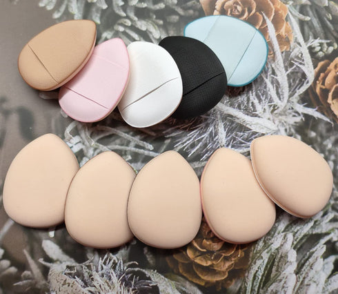 10 Pack Finger Powder Puff with Holder Strap, Mini Fingertip Makeup Sponge Pad for Liquid Foundation and Cream