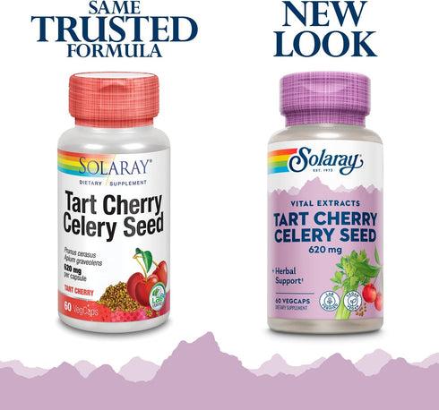SOLARAY Tart Cherry & Celery Seed | Healthy Uric Acid Levels, Joint, Muscle Recovery & Sleep Support, 60 VegCaps