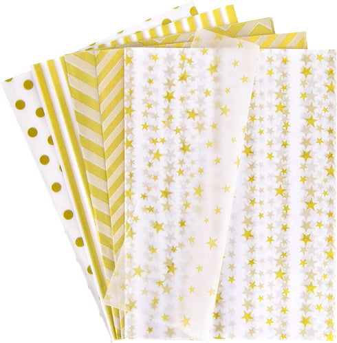 Koogel 100 Sheets Gold White Metallic Tissue Paper, 20 x 14 Inch for Gift Wrapping, DIY Crafts, Graduation