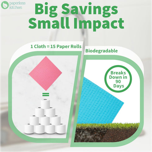 Swedish Dishcloths for Kitchen, Reusable Cleaning Wipes, Pack of 12