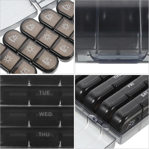 TOPPERFUN 21 Portable Medicine Organizer Box Compartments Weekly Pill Organizer Travel Compact Medicine Storage Case