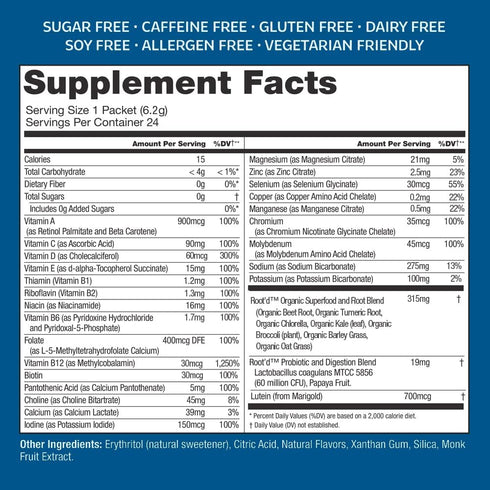 Root'd Multivitamin Powder for Men - 24 Vitamins & Minerals, 3X Electrolytes, Sugar-Free Hydration | 24 Packets