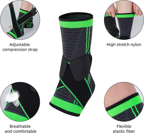Ankle Support Brace, Breathable Compression Sleeve with Adjustable Wrap for Plantar Fasciitis, Achilles Pain