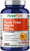 NusaPure Flush Free Niacin 500mg, 250 Caps (Vegan, Non-GMO) with Bioperine