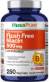 NusaPure Flush Free Niacin 500mg, 250 Caps (Vegan, Non-GMO) with Bioperine