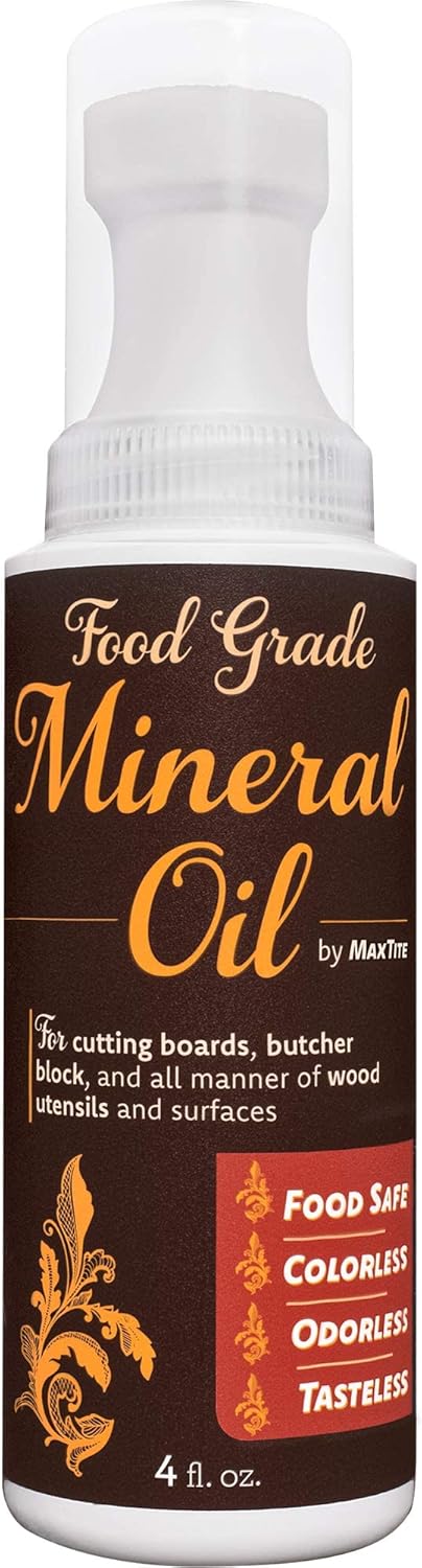 Easy-Applicator Mineral Oil: 4oz Food Grade Oil for Cutting Boards and Wood Care, Ultrapure with Foam Applicator