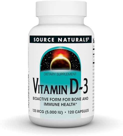 Source Naturals Vitamin D-3 Bioactive Form 5000 iu for Bone & Immune Health* - 120 Capsules