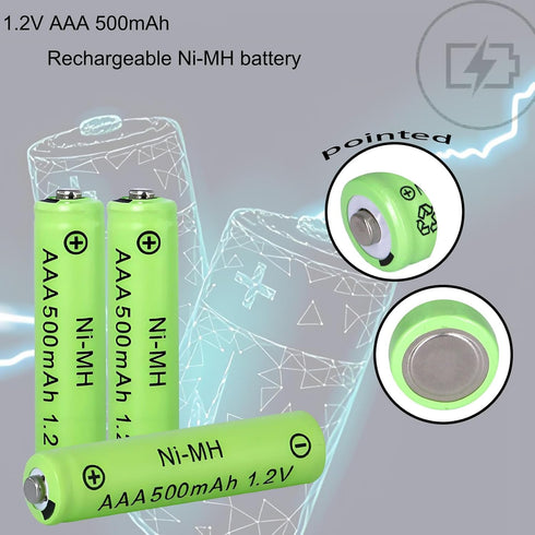 Yibatopow 16 Packs 500mAh 1.2v Rechargeable AAA Batteries,Triple A NiMH Precharged Solar Batteries for Outdoor Solar