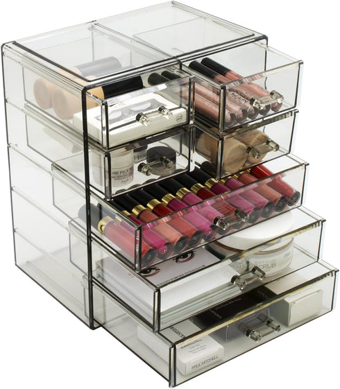 Sorbus Acrylic Makeup Organizer - Big Clear Storage Case for Cosmetics & Jewelry - 3 Large, 4 Small Drawers for Vanity
