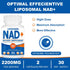 2200mg Liposomal NAD+ Supplement for Cellular Energy & Aging Defense, 180 Capsules