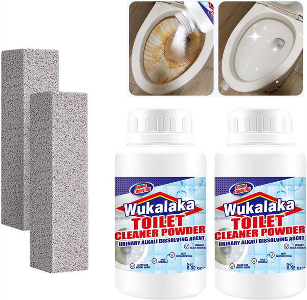 Pumice Stone for Toilet Cleaning Bowl Stick, 2+2pcs for Hard Water Ring Remover in Bathroom & Kitchen