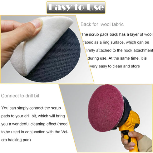 15 PCS 5 Inch Hoop and Loop Scouring Pads, Flocking Conditioning Discs for Automotive Cleaning and Rust Removal